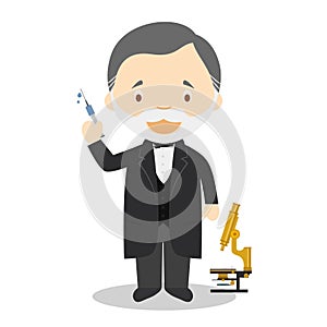 Louis Pasteur cartoon character. Vector Illustration. photo