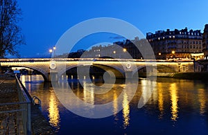 The Louis Philippe bridge at night,Paris,France.