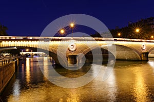 The Louis Philippe bridge at night,Paris,France.