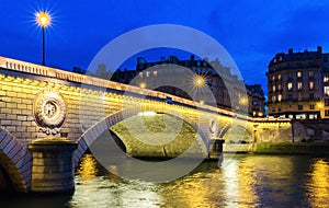 The Louis Philippe bridge at night,Paris,France. photo