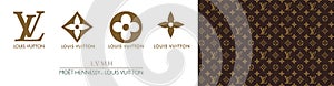 Louis Vuitton famous monogram logo and texture - vector illustration