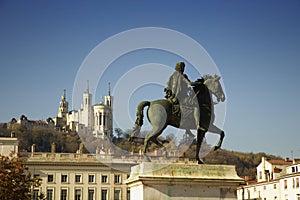 Louis XIV equestrian statue at Bellecour square photo