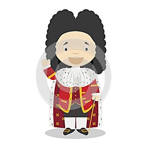 Louis XIV of France cartoon character. Vector Illustration. photo
