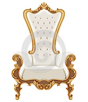 Louis XVI style chair with golden neoclassic ornaments photo