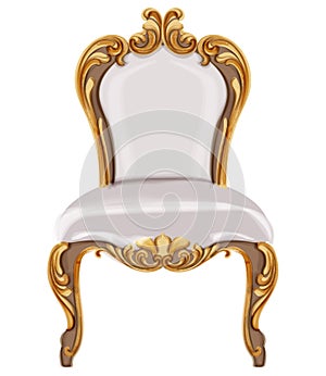 Louis XVI style chair with golden neoclassic ornaments photo