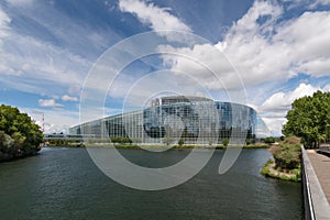 Louise Weiss building,  European parliament Strasbourg, view from river