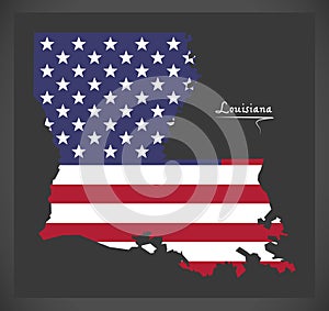 Louisiana map with American national flag illustration