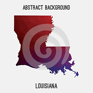 Louisiana map in geometric polygonal,mosaic style.