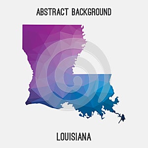 Louisiana map in geometric polygonal,mosaic style.