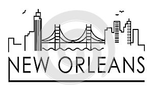 Louisiana, New Orleans architecture line skyline illustration. Linear vector cityscape with famous landmarks, city sights, design