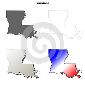 Louisiana outline map set