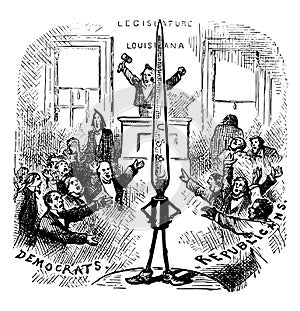 Louisiana`s Martial Law in 1875 vintage illustration