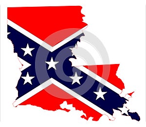 Louisiana State Map And Confederate Flag
