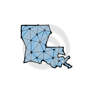 Louisiana state map polygonal illustration made of lines and dots