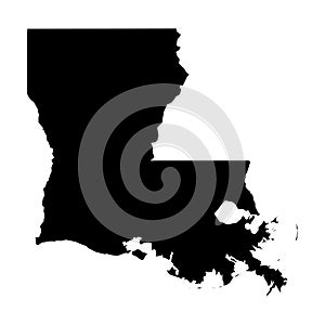 Louisiana, state of USA - solid black silhouette map of country area. Simple flat vector illustration