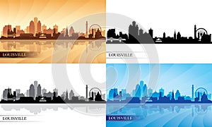 Louisville city skyline silhouettes set