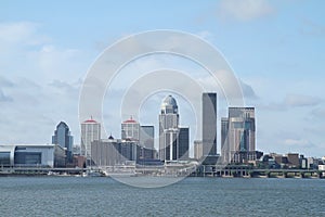 Louisville Kentucky daytime skyline as seen from across the Ohio River