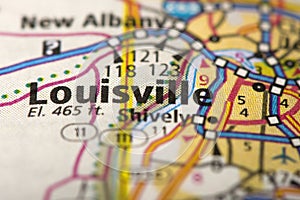 Louisville, Kentucky on map photo