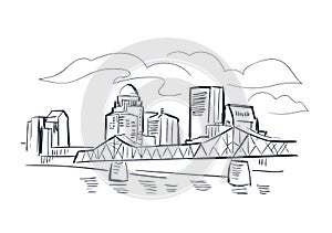 Louisville Kentucky usa America vector sketch city illustration line art