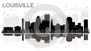 Louisville Kentucky USA City skyline black and white silhouette