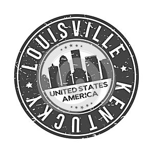 Louisville Kentucky USA Stamp. Logo Icon Symbol Design Skyline City Vector.