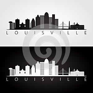 Louisville usa skyline and landmarks silhouette