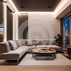A lounge area boasting smart, shape-shifting furniture and immersive interactive lighting displays2