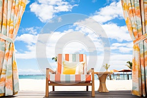 lounge chair under a cabana at the beach