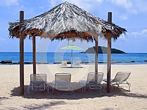 Lounge chairs on beach