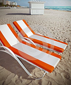 Lounge chairs in Miami Beach Florida