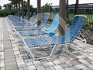 Lounge chairs at pool