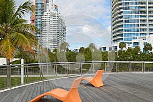 Lounge chairs, South Pointe Park, South Beach, Florida