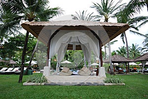 Lounge gazebo at tropical resort (Bali).