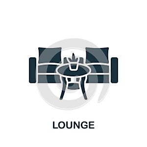 Lounge icon. Monochrome simple sign from airport elements collection. Lounge icon for logo, templates, web design and