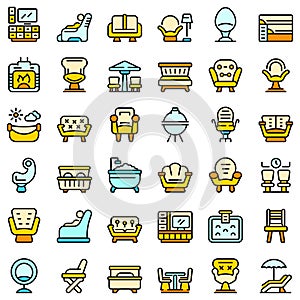 Lounge icons set vector flat