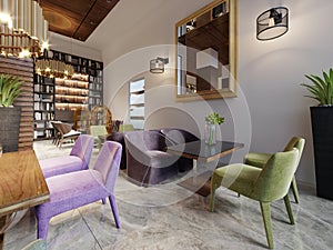 Lounge library with modern style bar