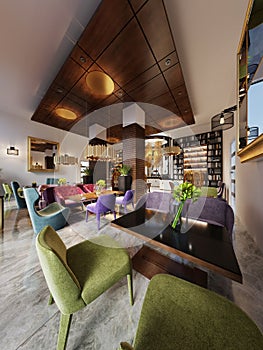 Lounge library with modern style bar