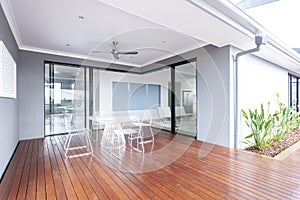 A lounge space at backyard of modern house