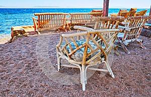 Lounge zone on the beach, Sinai, Egypt