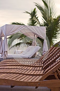 Lounger Chairs & Cabana at a Tropical Resort