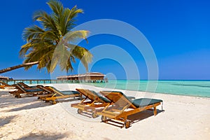 Loungers on Maldives beach