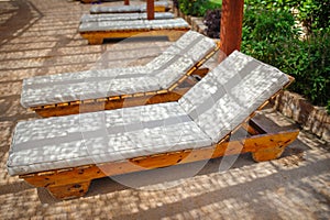 Loungers by the pool at the recreation center