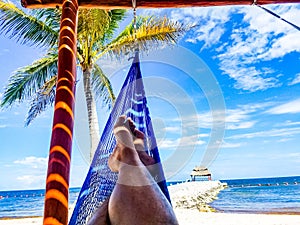 Lounging on a beautiful beach