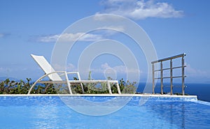 Lounging by the pool with a beautiful view