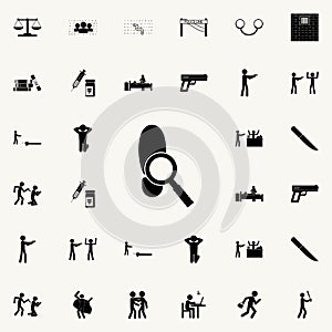 loupe and a trace of shoes icon. Detailed set of Crime icons. Premium quality graphic design sign. One of the collection icons for