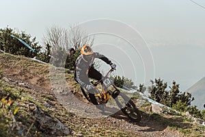 LALY Thibault FRA competes during the UCI Mountain Bike Downhill World Cup 2022 race at the Lourdes, France
