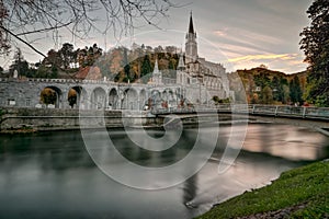 Lourdes Sanctuary after sunset