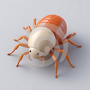 Louse 3D sticker  Emoji icon illustration, funny little animals, louse on a white background