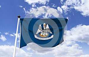 Lousiana flag mockup in the wind