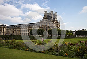 The Louvre lawn flowers blue sky